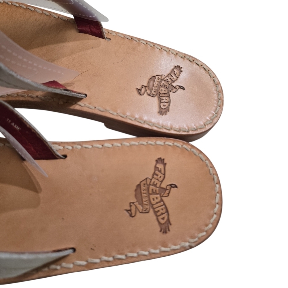 Freebird Vallarta Leather Thong Sandals 11 White Moon Stars Celestial Flip-flops - Picture 3 of 8